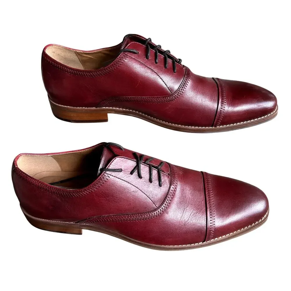 Steve Madden Red Leather Derby Dress Shoes Mens SZ 13‎ Modern Statement Office